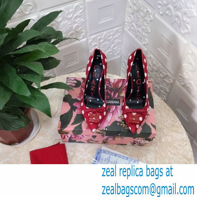 Dolce  &  Gabbana Heel 10.5cm Leather Dot Print Sicily Pumps Red 2021